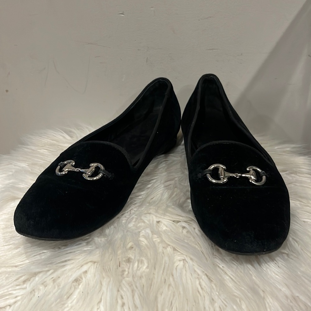 Jon Josef Black Velvet Horse-bit Gatsby Slip-on Loafers Size 38 M